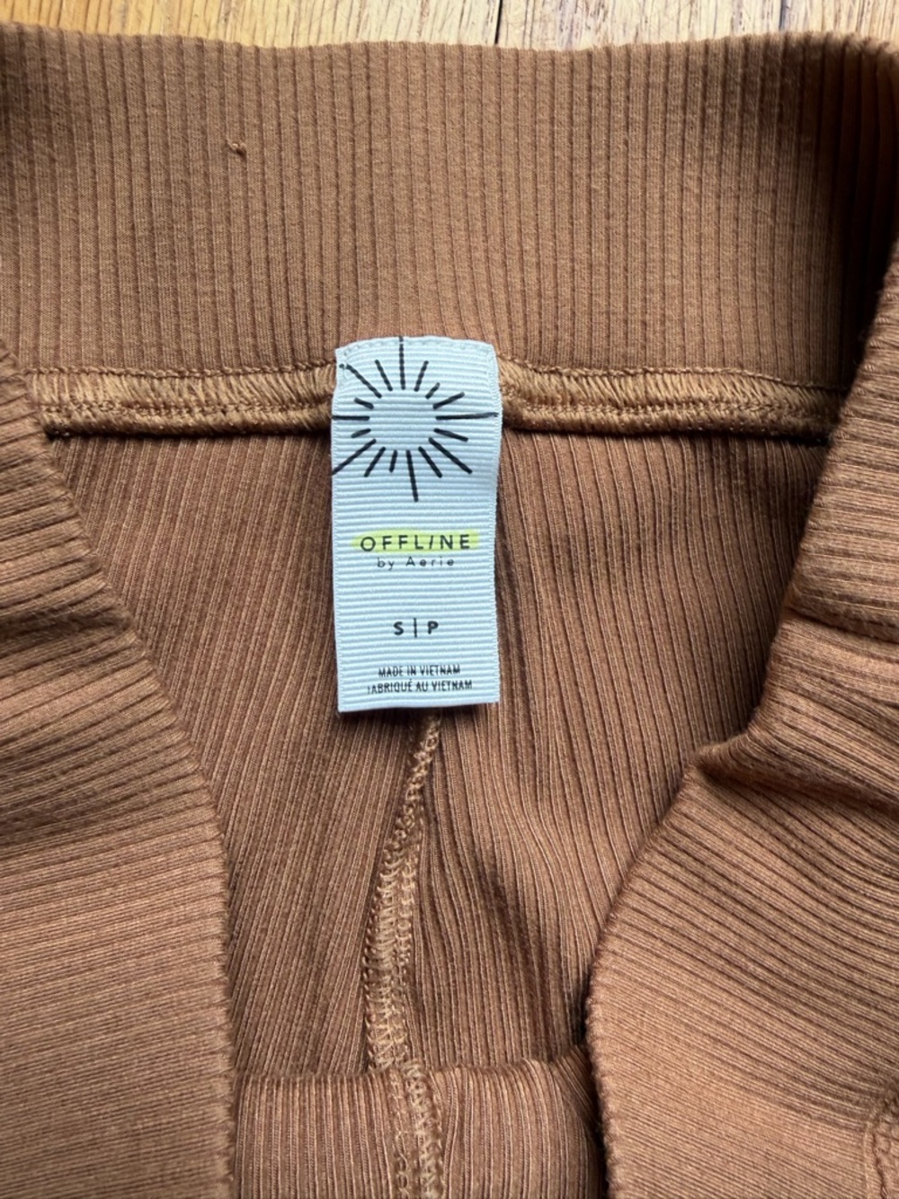 Aerie Offline Brown Wide-Leg Pants with White Side Stripe - Picture 2 of 2